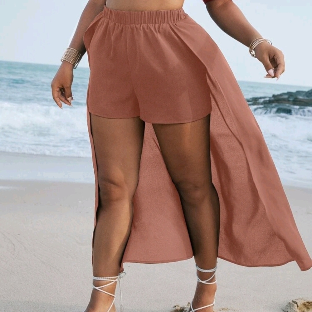 Stylish Brown Beach Cover-Up‎ Shorts